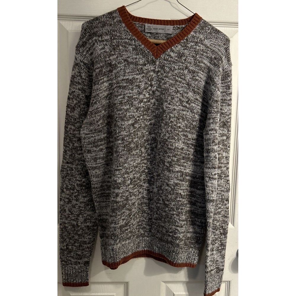 Scott James Sweater Men's Small Cashmere Wool Blend V-Neck Pullover Soft‎